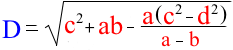 Формула Диагональ трапеции через четыре стороны