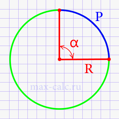 Длина дуги окружности через радиус и угол