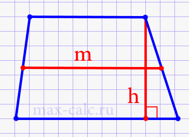 Площадь трапеции через высоту и среднию линию