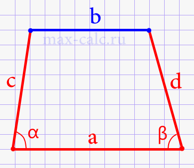 Верхнее основание через боквые стороны, нижнее основание и углы при нижнем основании