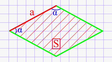 Угол ромба через площадь и сторону