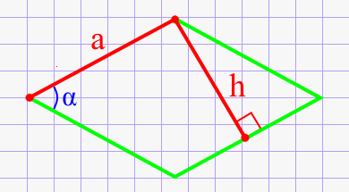 Угол ромба через высоту и сторону