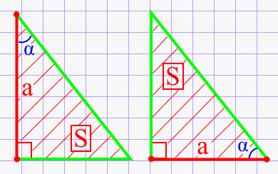 Острый угол прямоугольного треугольника через катет и площадь